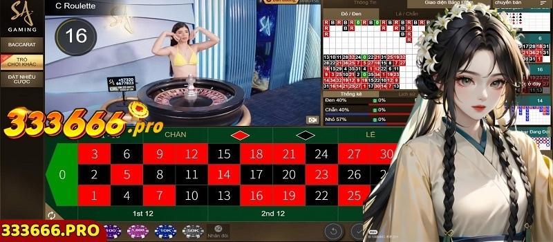 Roulette trực tuyến tại sảnh live casino SA tại 333666 đa dạng cửa cược